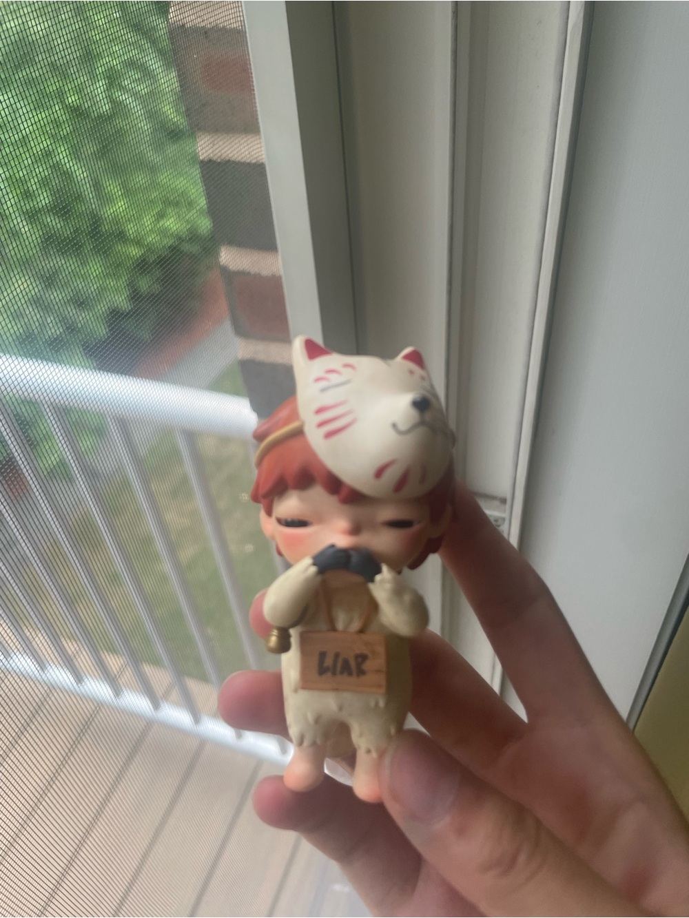 Cream & Red Small Pets Figurine Toy - Cute Masked Character